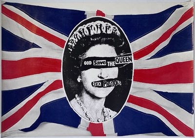 Lot 128 - THE SEX PISTOLS - AN ORIGINAL PROMOTIONAL POSTER FOR GOD SAVE THE QUEEN.