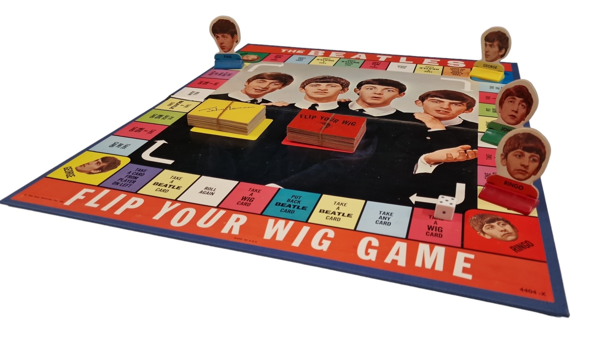 1964 THE BEATLES FLIP YOUR WIG GAME ~ MILTON BRADLEY 4404 BOARD