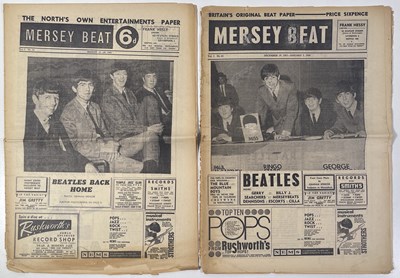 Lot 136 - BEATLES INTEREST - MERSEY BEAT MAGAZINES WITH BEATLES COVERS.