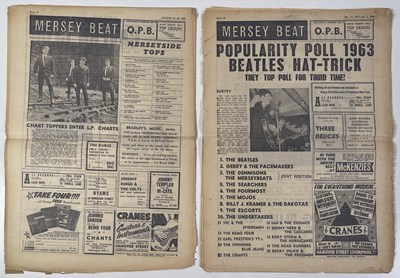 Lot 136 - BEATLES INTEREST - MERSEY BEAT MAGAZINES WITH BEATLES COVERS.