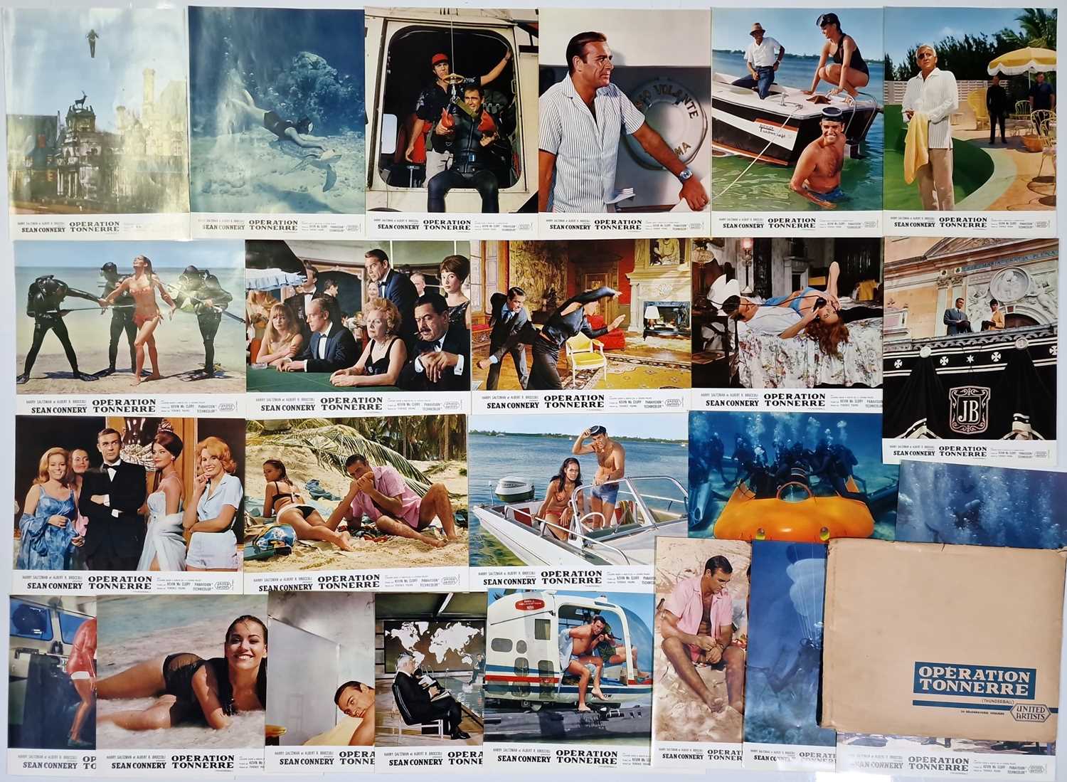 Lot 103 - JAMES BOND - THUNDERBALL (1965) - FULL SET OF FRENCH LOBBY CARDS.