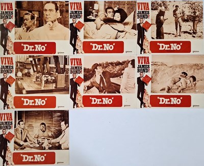 Lot 52 - JAMES BOND - DR. NO (1962) - FULL SET OF EIGHT C 1972 'VIVA JAMES BOND' FESTIVAL LOBBY CARDS.