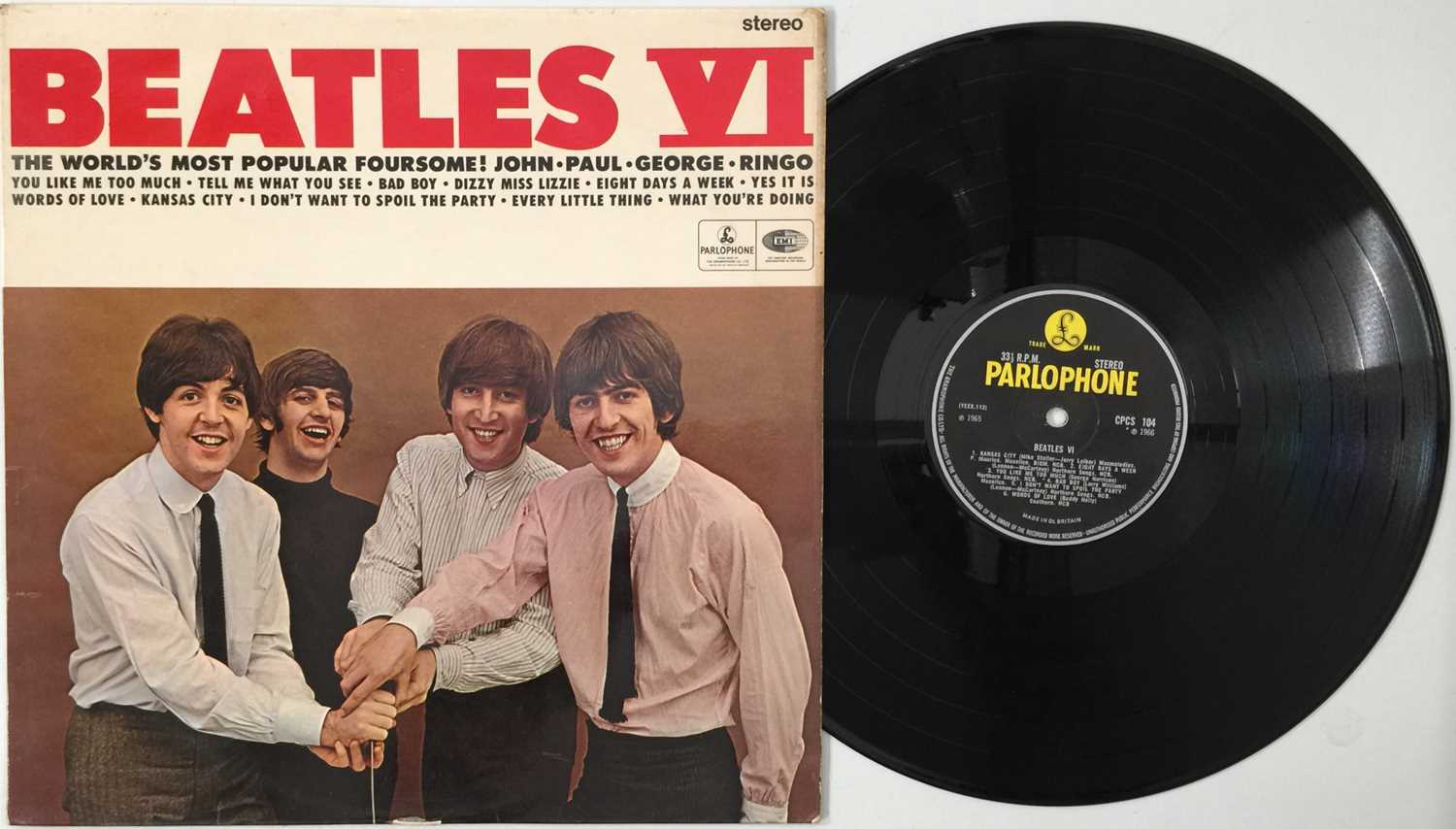 Lot 8 - THE BEATLES - VI LP (ORIGINAL EXPORT COPY - PARLOPHONE CPCS 104)