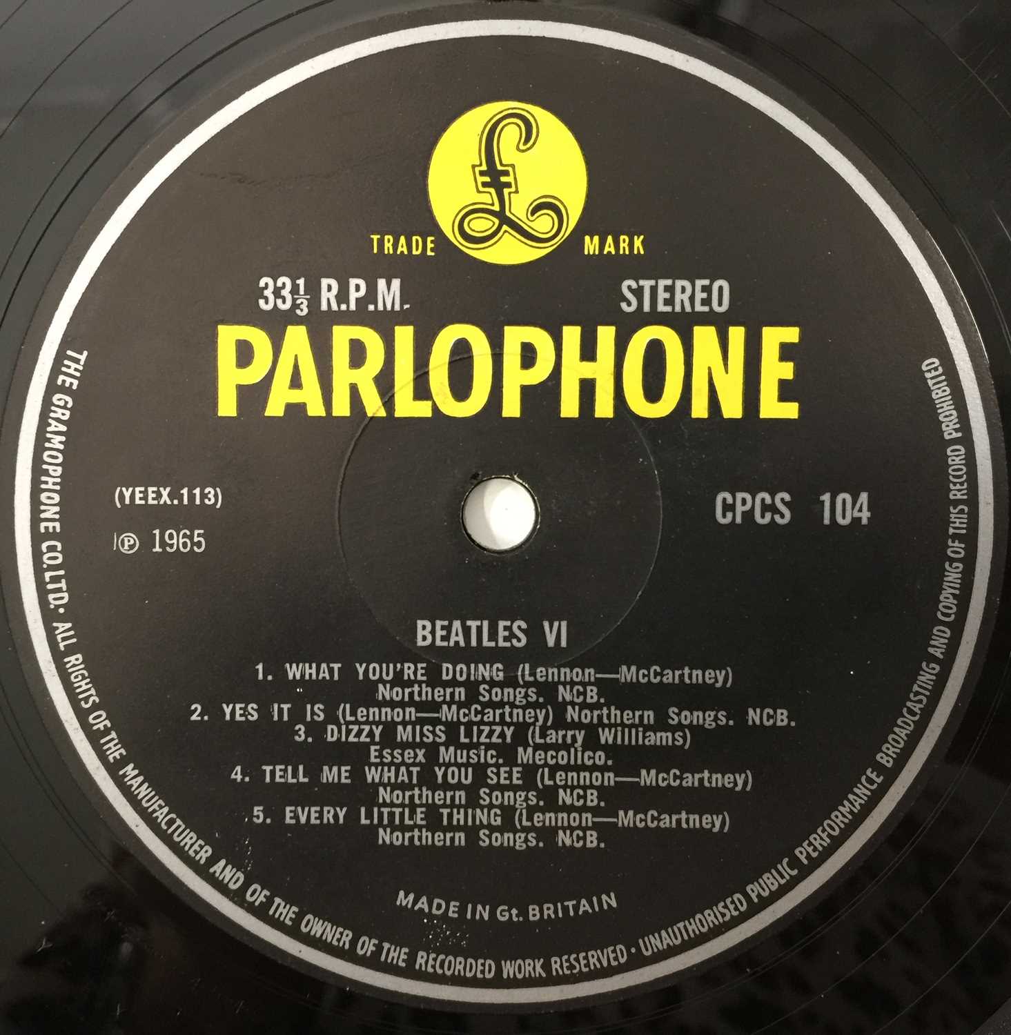 Lot 8 - THE BEATLES - VI LP (ORIGINAL EXPORT COPY
