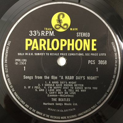 Lot 16 - THE BEATLES - A HARD DAY'S NIGHT LP (UK STEREO - PARLOPHONE - PCS 3058)