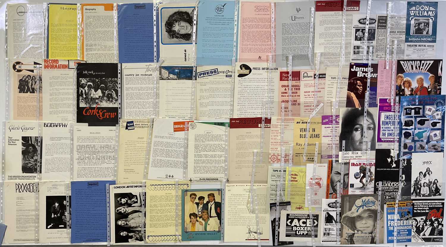 Lot 47 - ROCK AND POP PROMO EPHEMERA INC PRESS RELEASES / HANDBILLS AND MORE.
