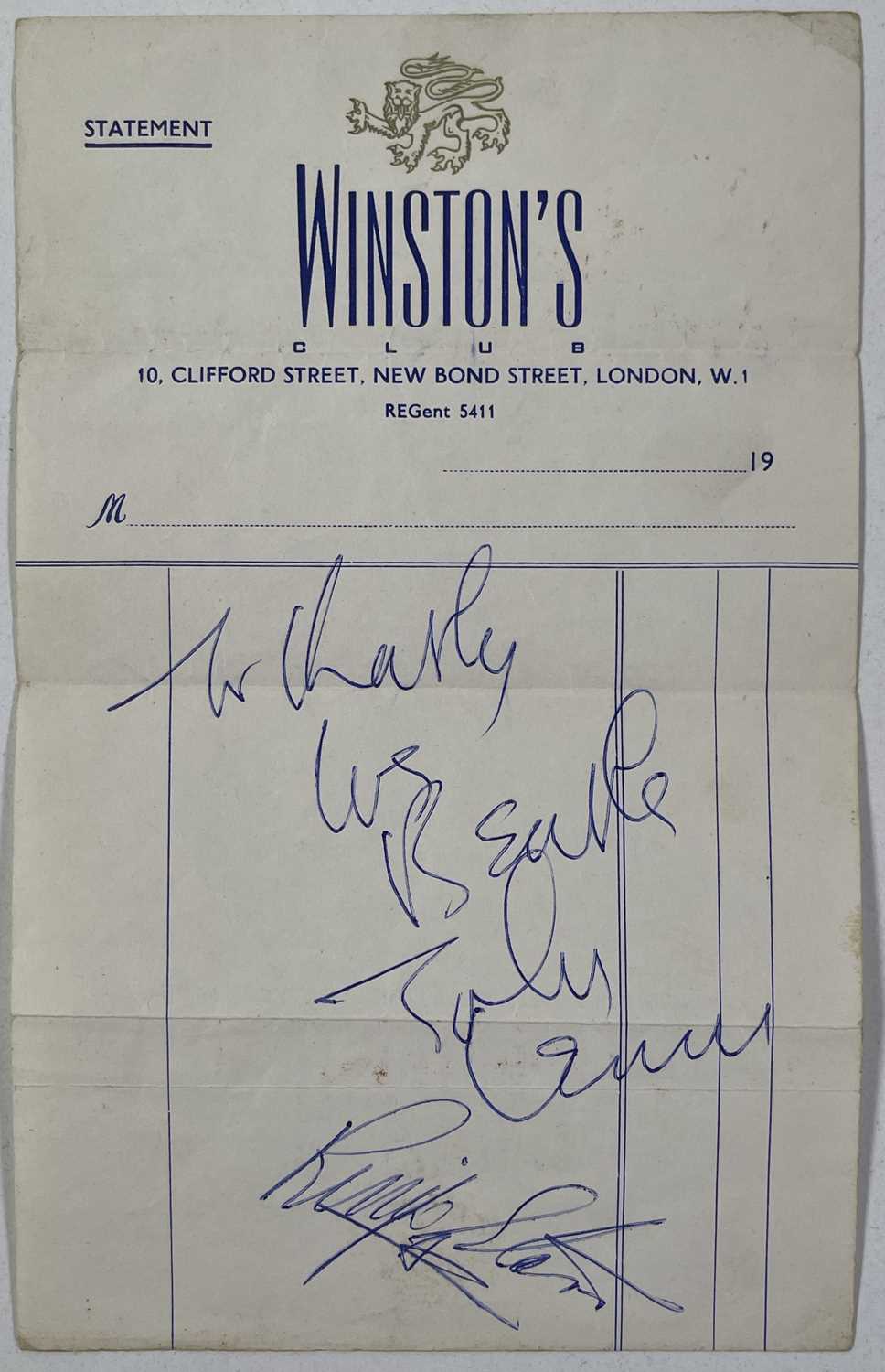 Lot 322 - THE BEATLES - A PAGE WITH SIGNATURES AND INSCRIPTION BY JOHN LENNON / RINGO STARR.