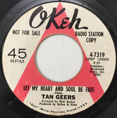 Lot 190 - TAN GEERS - LET MY HEART AND SOUL BE FREE 7" (US PROMO - OKEH 4-7319)