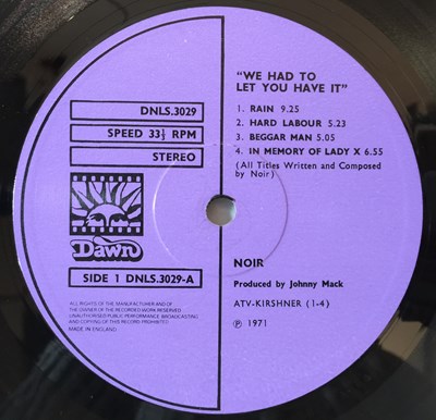Lot 866 - Noir - We Had To Let You Have It LP (Complete Original UK Pressing - Dawn DNLS 3029)