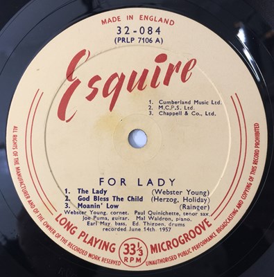 Lot 2 - WEBSTER YOUNG - FOR LADY - SONGS BILLIE HOLIDAY MADE FAMOUS LP (ESQUIRE 32-084)