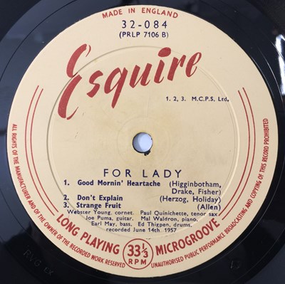 Lot 2 - WEBSTER YOUNG - FOR LADY - SONGS BILLIE HOLIDAY MADE FAMOUS LP (ESQUIRE 32-084)