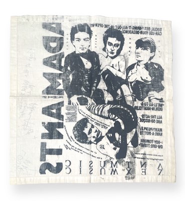 Lot 56 - ADAM AND THE ANTS - ORIGINAL C 1970S HANDKERCHIEF SIGNED BY AA AND MARCO PIRRONI.