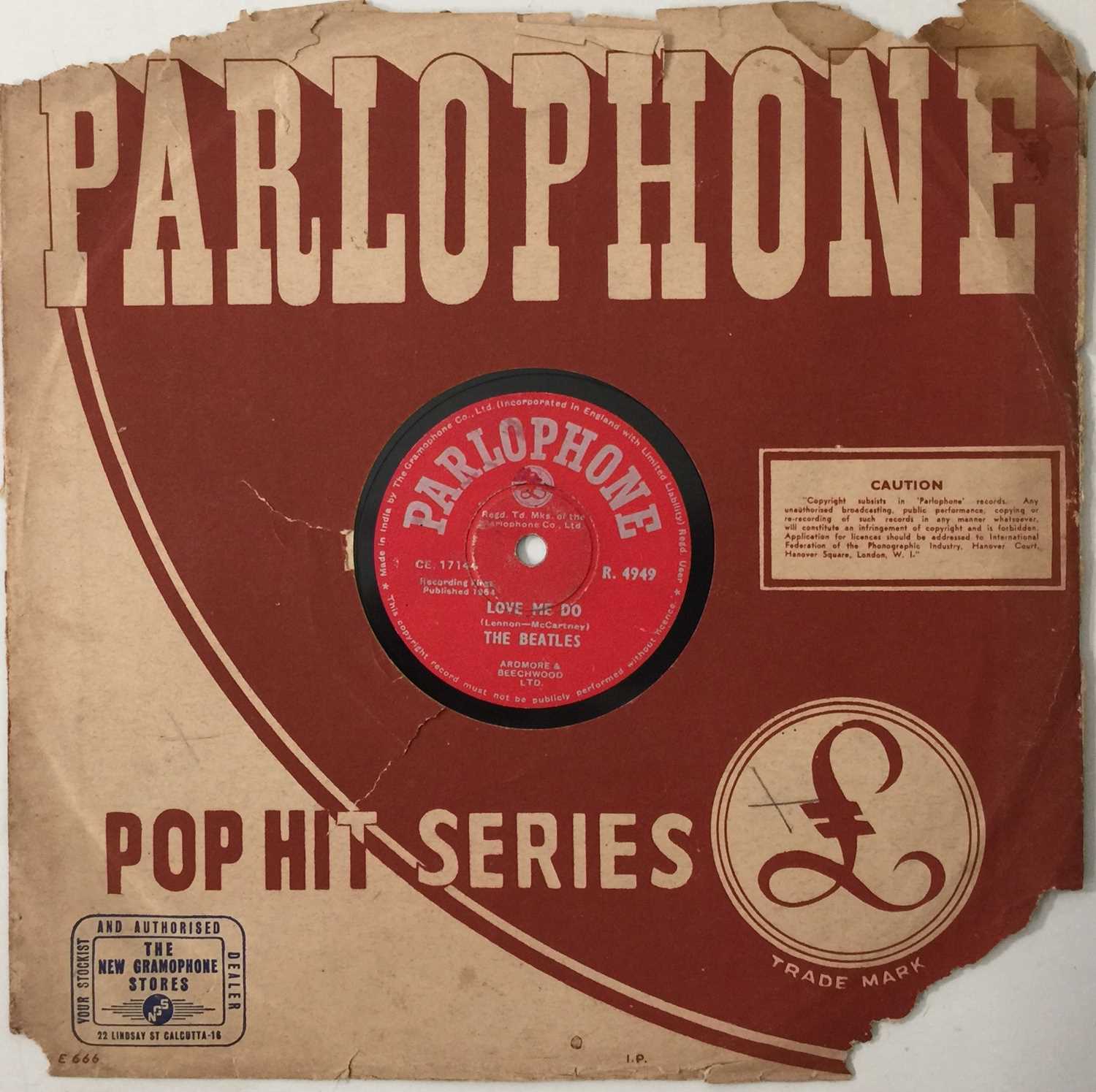 Lot 73 - THE BEATLES - LOVE ME DO - ORIGINAL INDIAN 10" 78RPM RECORDING (PARLOPHONE R 4949)