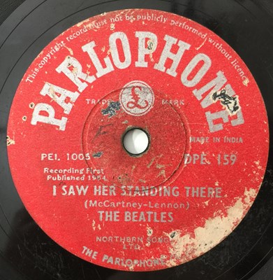 Lot 75 - THE BEATLES - I SAW HER STANDING THERE - ORIGINAL INDIAN 10" 78RPM RECORDING (PARLOPHONE DPE 159))