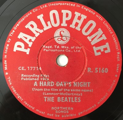 Lot 76 - THE BEATLES - A HARD DAY'S NIGHT - ORIGINAL INDIAN 10" 78RPM RECORDING (PARLOPHONE R 5160).