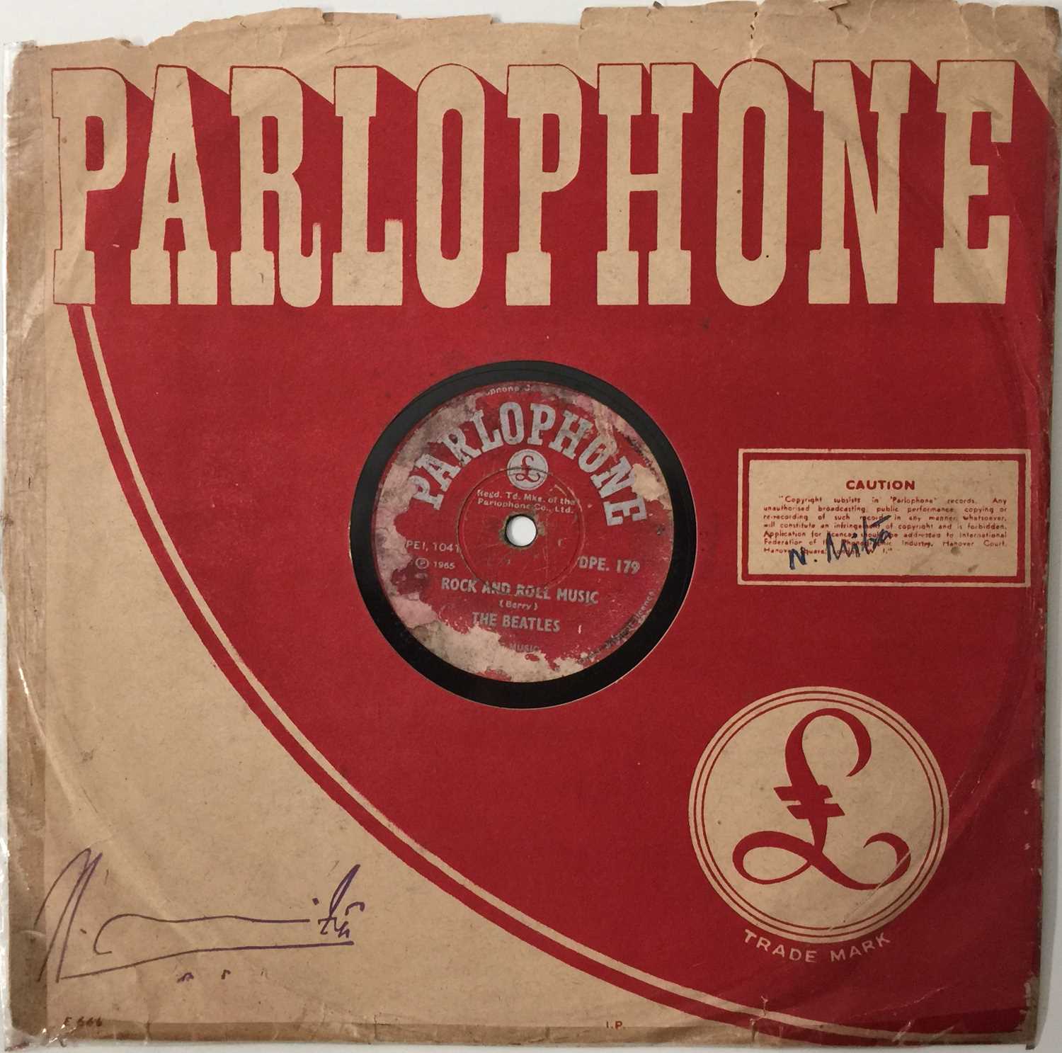 Lot 79 - THE BEATLES - ROCK AND ROLL MUSIC C/W NO REPLY - ORIGINAL INDIAN 10" 78RPM RECORDING (PARLOPHONE DPE 179).