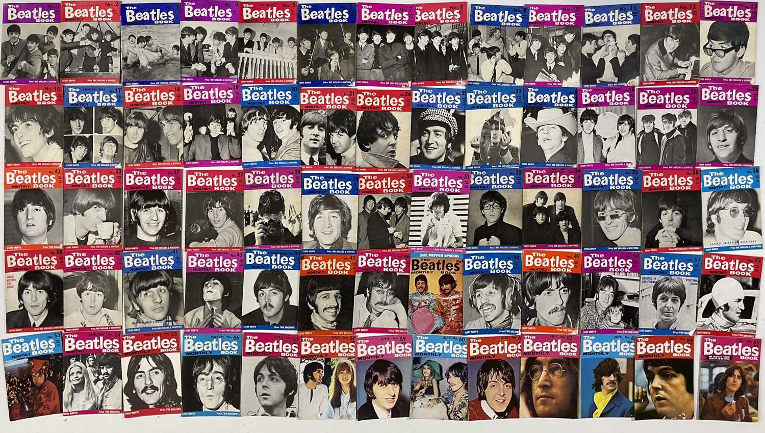 Lot 135 - BEATLES MONTHLY MAGAZINE - FULL SET WITH SOME LATER EXAMPLES.