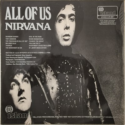 Lot 256 - NIRVANA - ALL OF US LP (UK FIRST PRESS - PINK ISLAND - ILPS 9087)