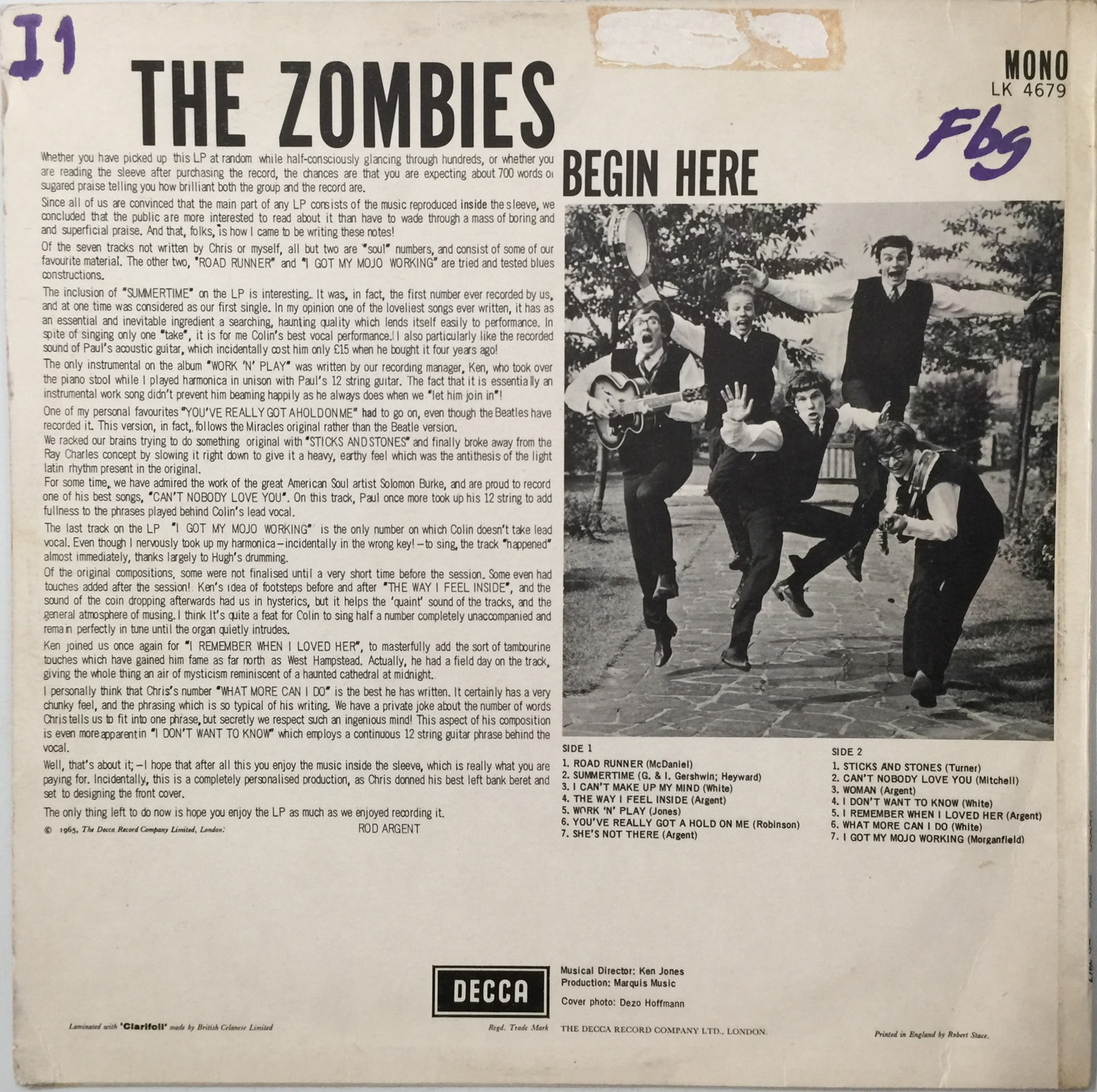 Lot 247 - THE ZOMBIES - BEGIN HERE LP (UK MONO - DECCA