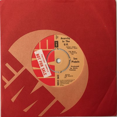 Lot 221 - SEX PISTOLS - ANARCHY IN THE UK 7" (UK FACTORY SAMPLE STICKERED COPY - EMI 2566)