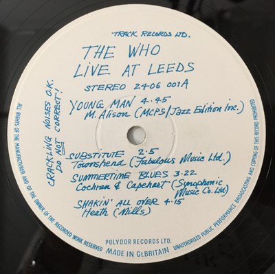 Lot 269 - THE WHO - LIVE AT LEEDS LP (COMPLETE 1ST UK PRESSING - TRACK 2406 001)