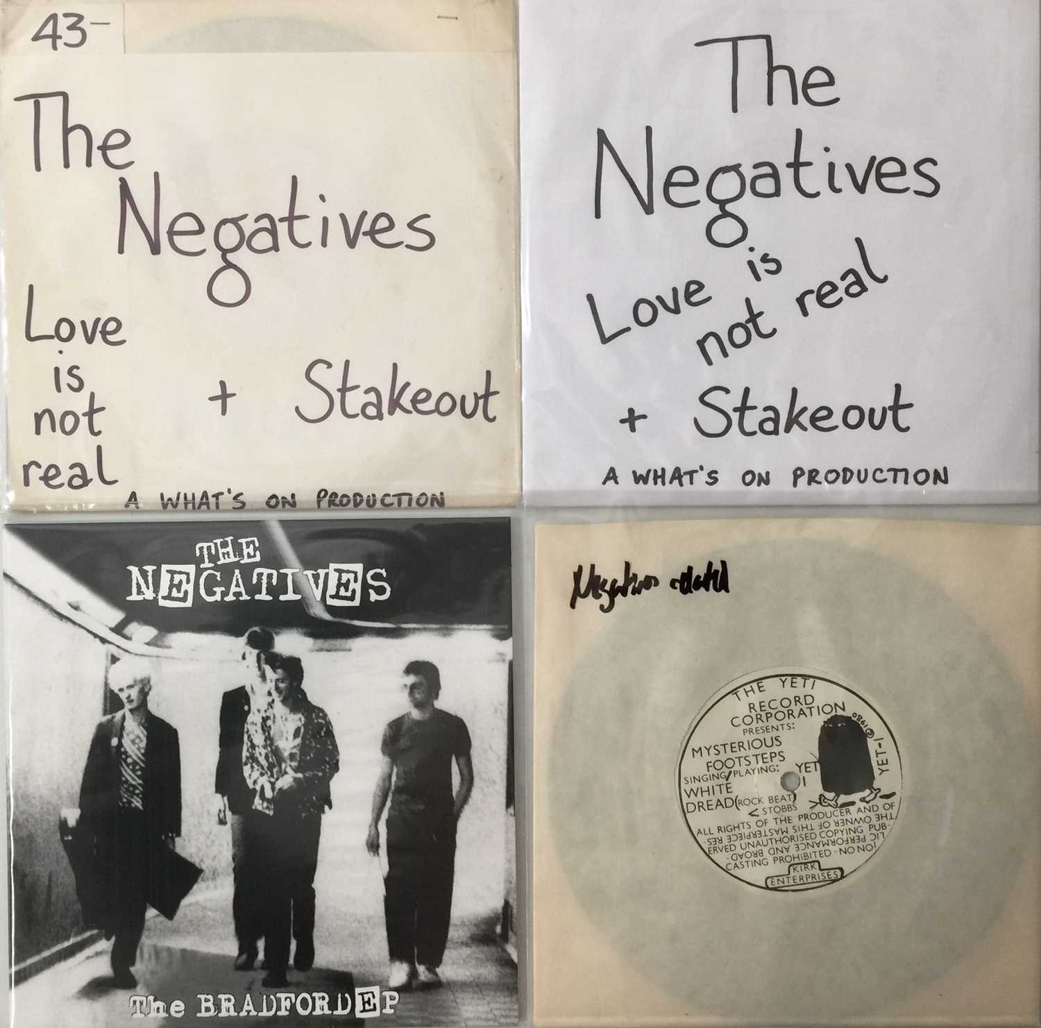 Lot 229 - THE NEGATIVES/RELATED - 7" COLLECTION (WITH OG STAKEOUT WRAPAROUND SLEEVE)