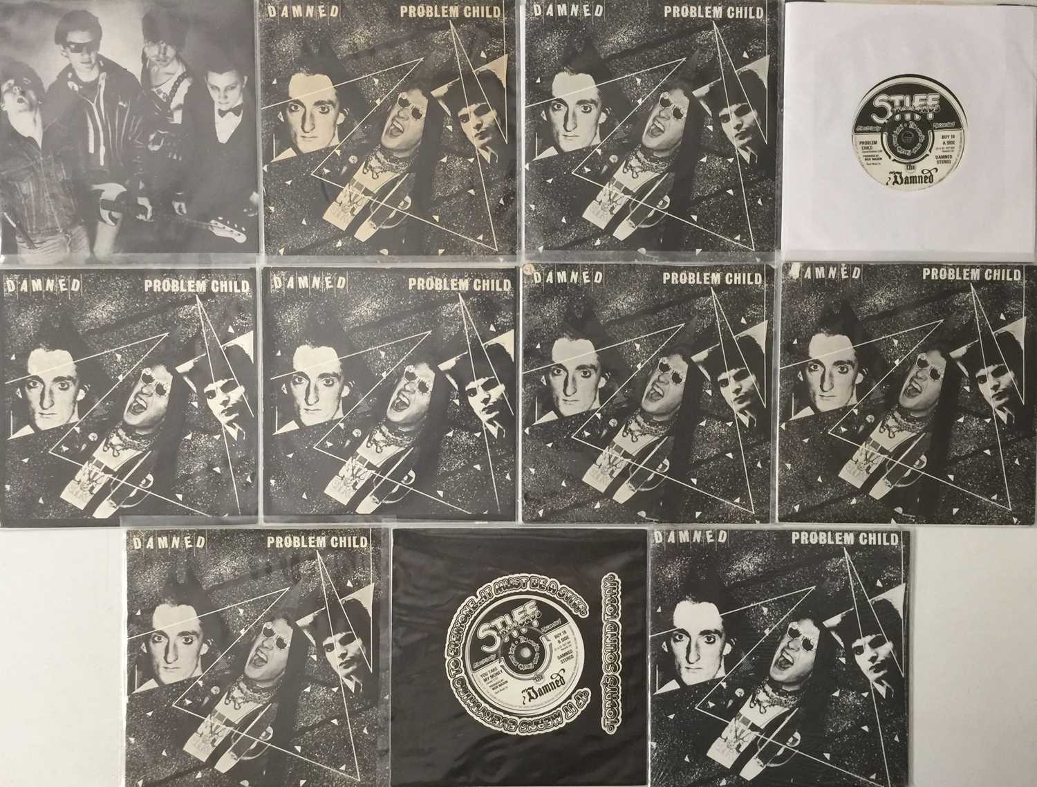 Lot 236 - THE DAMNED - PROBLEM CHILD 7" PRESSINGS PACK (PLUS UK 2ND NEW ROSE)