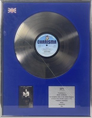 Lot 252 - BEATLES INTEREST - JULIAN LENNON OFFICIAL BPI AWARD. ﻿