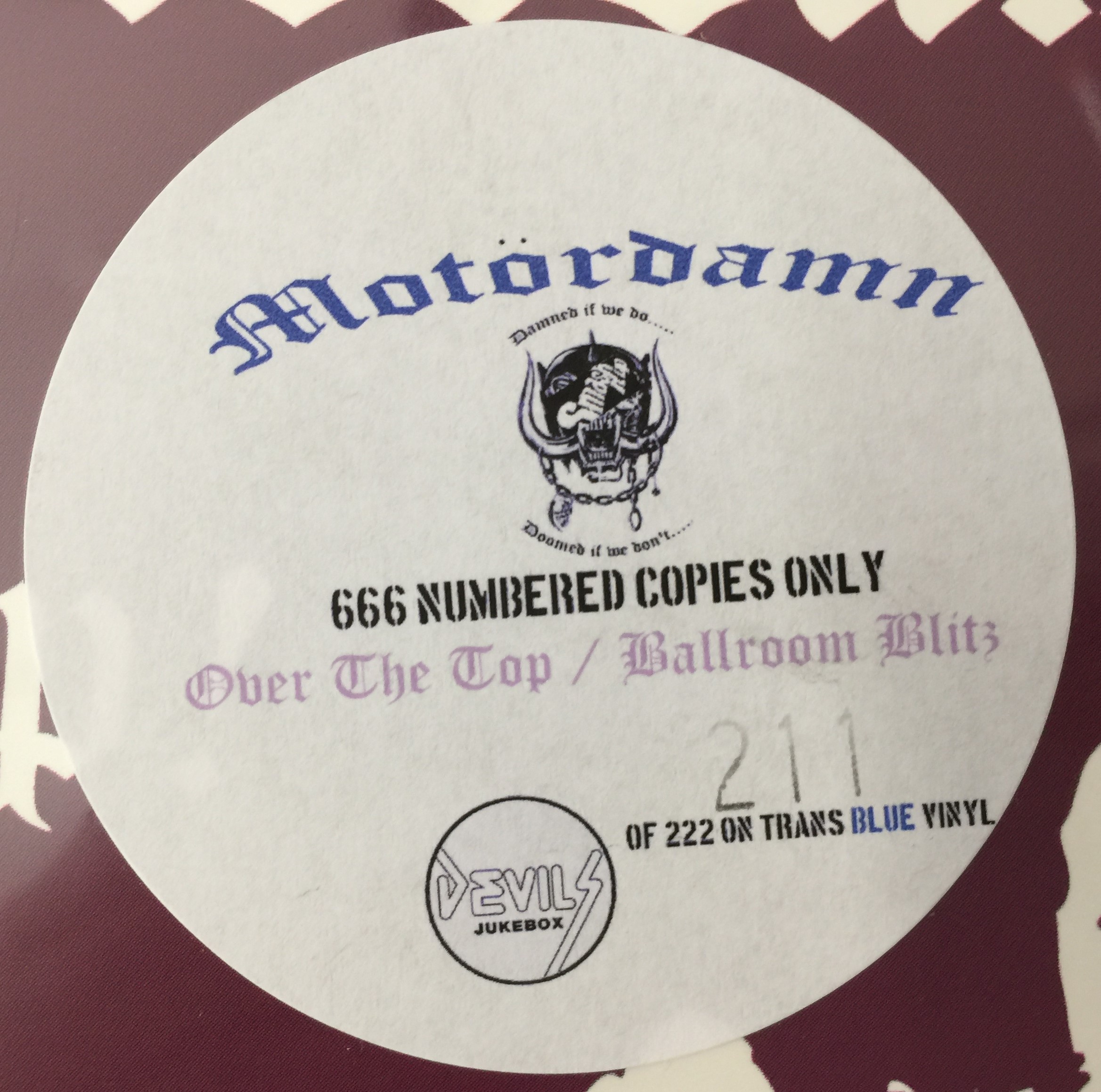Lot 246 - THE DAMNED/ MOTORHEAD - MOTORDAMN 7