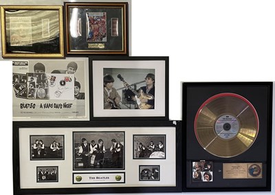 Lot 144 - THE BEATLES - FRAMED ITEMS AND EPHEMERA INC PETE BEST SIGNED.