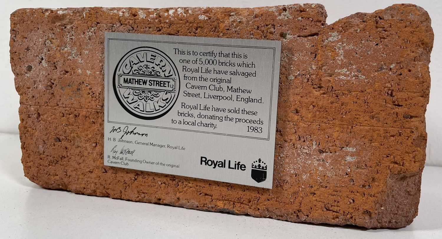 Lot 358 - THE BEATLES - AN ORIGINAL CAVERN CLUB BRICK.