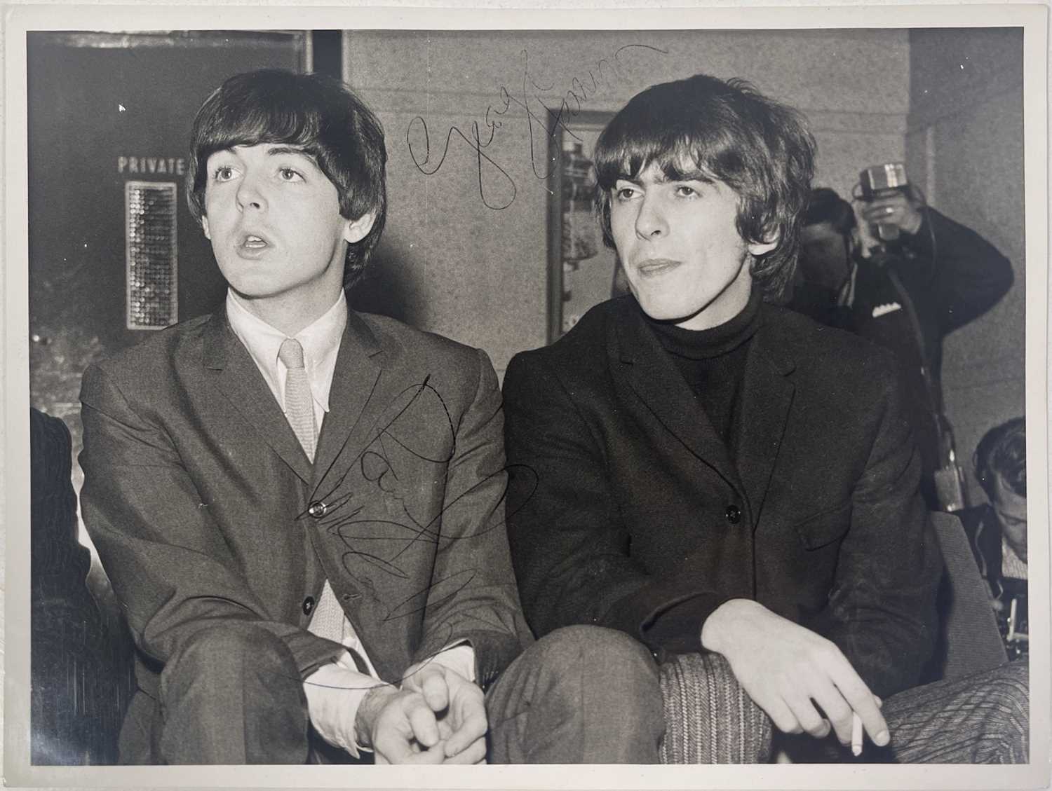 Lot 362 - PAUL MCCARTNEY & GEORGE HARRISON - CAIRD HALL, DUNDEE 1964 SIGNED PHOTOGRAPH