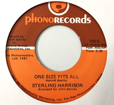 Lot 65 - STERLING HARRISON - ONE SIZE FITS ALL/ JAMAICA 7" (US BOOGIE - PHONO - 103S)