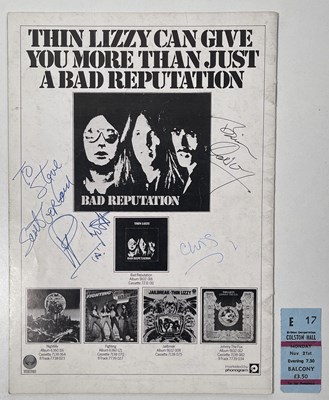 Lot 93 - THIN LIZZY - A FULLY SIGNED 1977 CONCERT PROGRAMME.