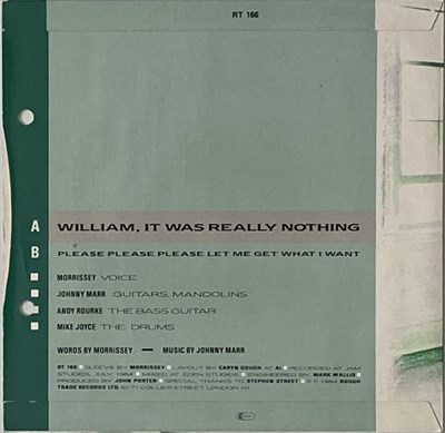 Lot 371 - THE SMITHS - WILLIAM, IT WAS REALLY NOTHING 7" (RED LABEL TEST PRESSING - ROUGH TRADE - RT 166)