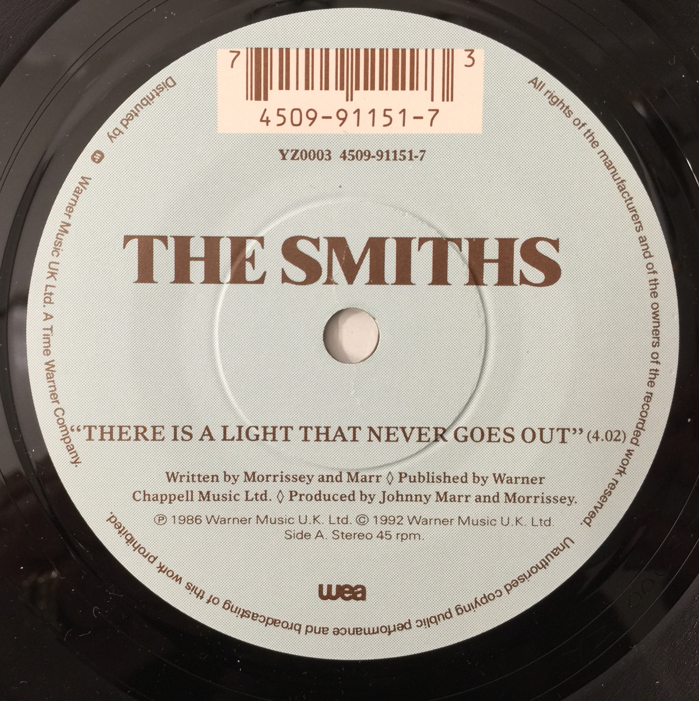 Lot 372 - THE SMITHS - THERE IS A LIGHT THAT NEVER