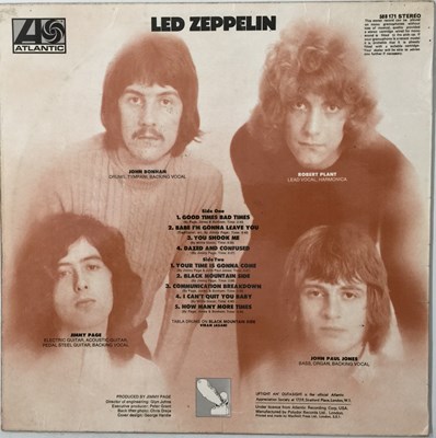 Lot 48 - LED ZEPPELIN - LED ZEPPELIN 'I' LP (ORIGINAL UK 'TURQUOISE' LETTERING/SUPERHYPE COPY - ATLANTIC 588171 - WITH PROMO INSERT)