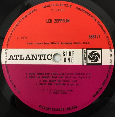 Lot 48 - LED ZEPPELIN - LED ZEPPELIN 'I' LP (ORIGINAL UK 'TURQUOISE' LETTERING/SUPERHYPE COPY - ATLANTIC 588171 - WITH PROMO INSERT)