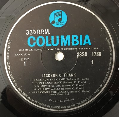 Lot 390 - JACKSON C. FRANK - JACKSON C. FRANK LP (ORIGINAL UK COPY - COLUMBIA 33/SX 1788).