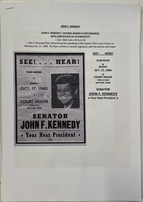 Lot 138 - DOUBLE SIGNED ORIGINAL  JFK FLYER.