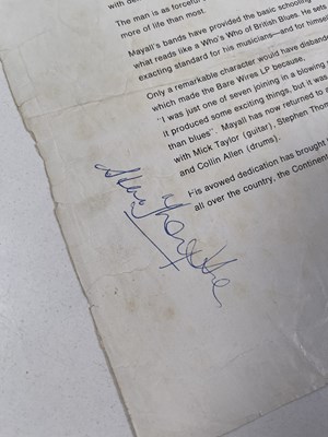 Lot 269 - JOHN MAYALL / MICK TAYLOR / JOHN MCVIE SIGNED PAGE.