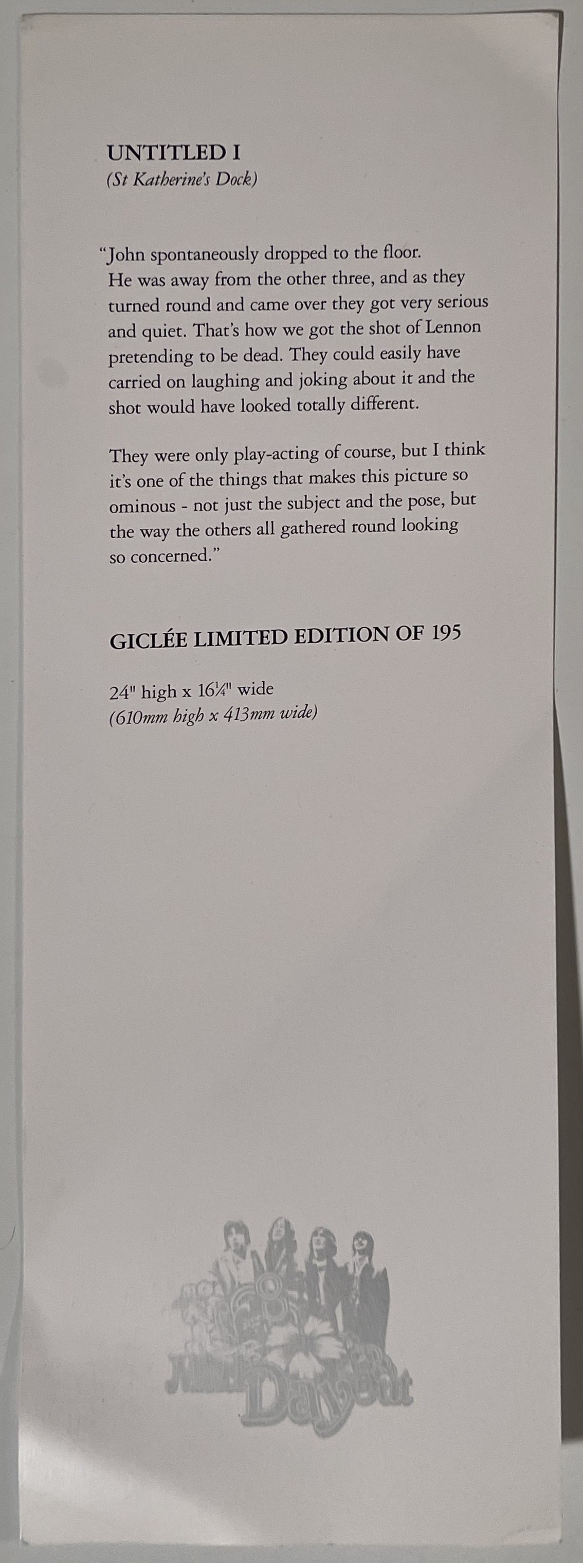 Lot 358 TOM MURRAY SIGNED BEATLES PRINT & CATALOGUE