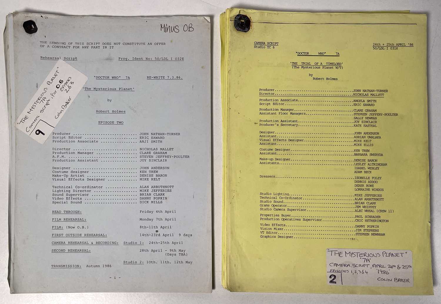 Lot 204 - DOCTOR WHO INTEREST - MYSTERIOUS PLANET SCRIPTS - 1986.