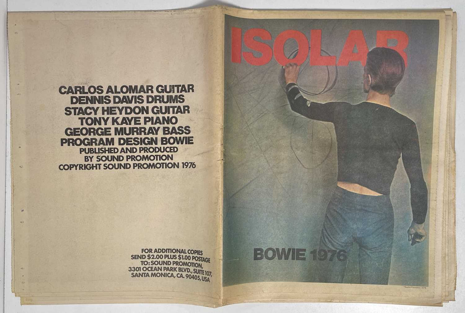 Lot 368 - DAVID BOWIE - ORIGINAL ISOLAR 1976 TOUR