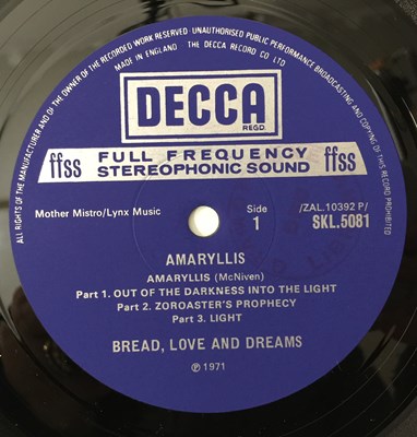 Lot 85 - BREAD, LOVE AND DREAMS - AMARYLLIS LP (ORIGINAL UK COPY - DECCA SKL 5081 - FROM THE BBC ARCHIVE)