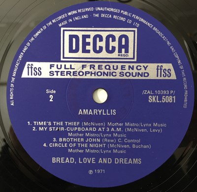 Lot 85 - BREAD, LOVE AND DREAMS - AMARYLLIS LP (ORIGINAL UK COPY - DECCA SKL 5081 - FROM THE BBC ARCHIVE)