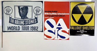 Lot 171 - POSTER COLLECTION INC OASIS LOCH LOMOND / WHO FALLOUT SHELTER / ROLLING STONES.