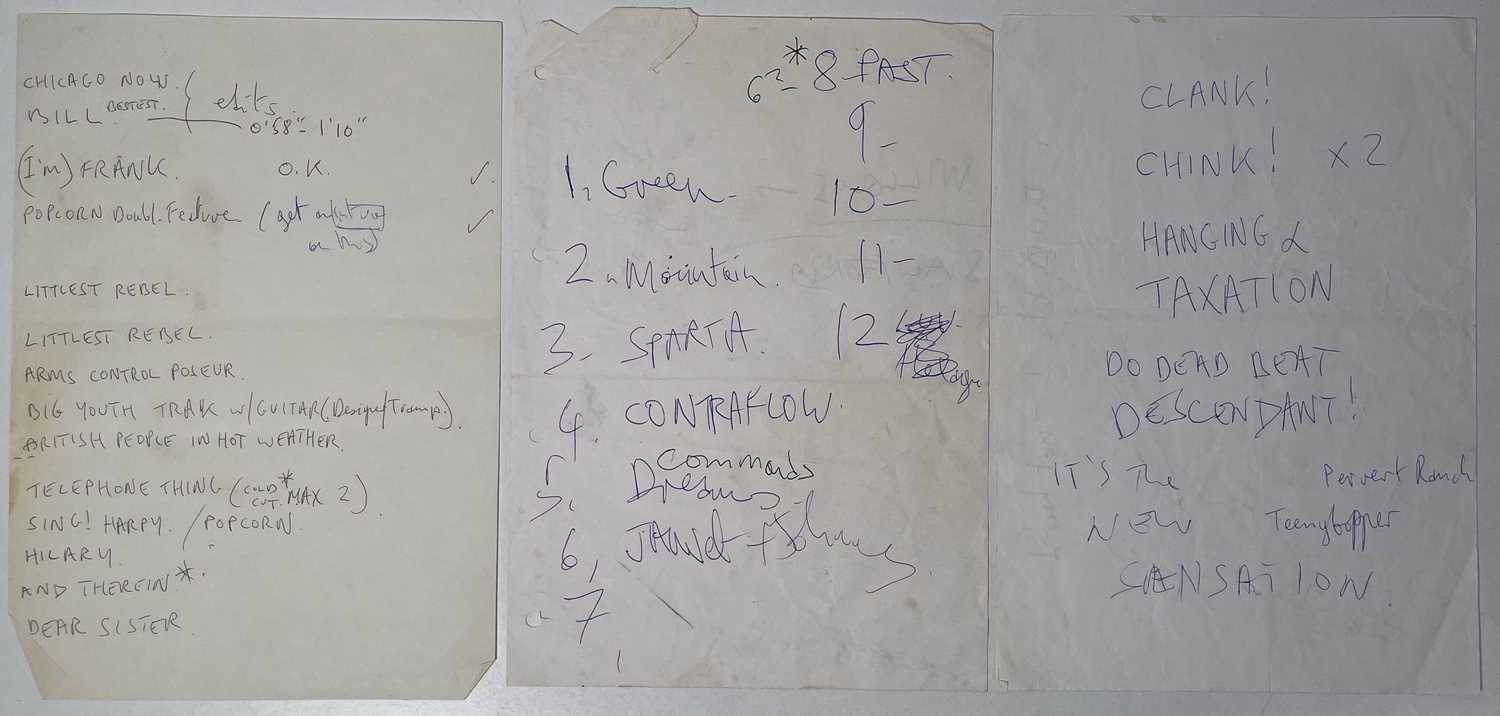 Lot 410 - MARK E. SMITH / THE FALL - MES HANDWRITTEN SET LIST / NOTES.