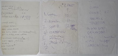 Lot 410 - MARK E. SMITH / THE FALL - MES HANDWRITTEN SET LIST / NOTES.