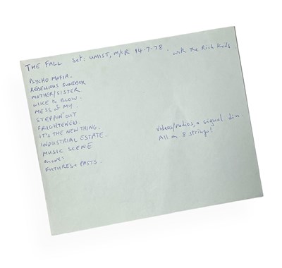 Lot 419 - MARK E. SMITH / THE FALL - EARLY HANDWRITTEN SETLIST.